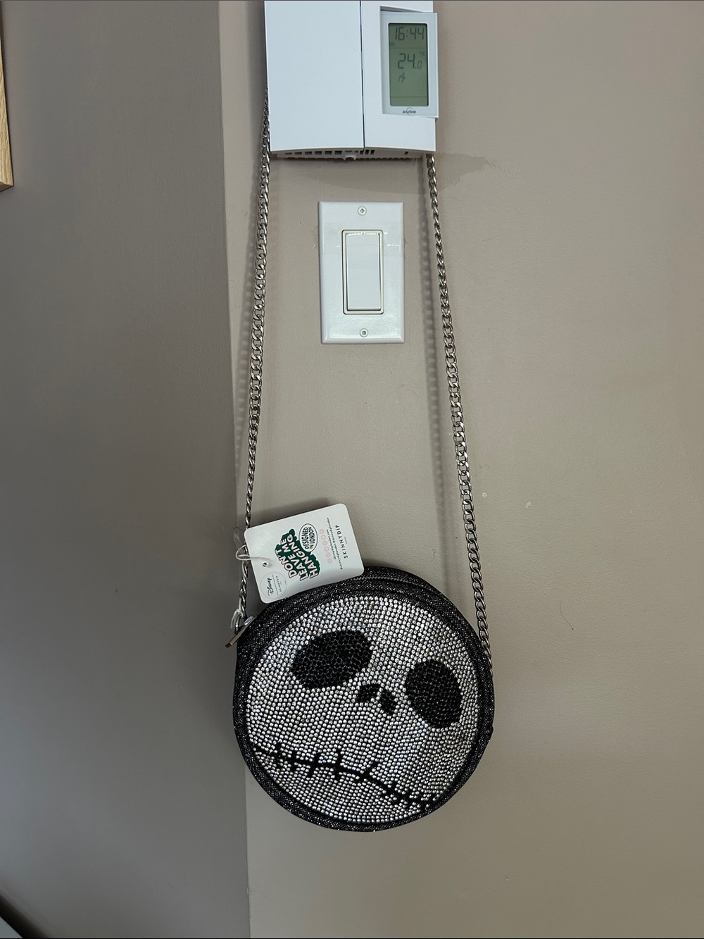 Disney Black and Silver Jack Skellington Beaded Crossbody Bag